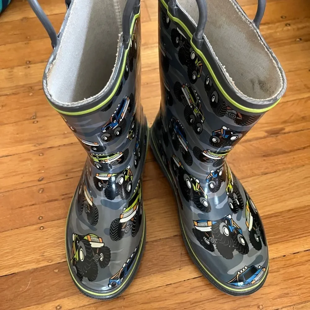 Western Chief 2 3 34 monster truck rubber rain boots wellies grey kids